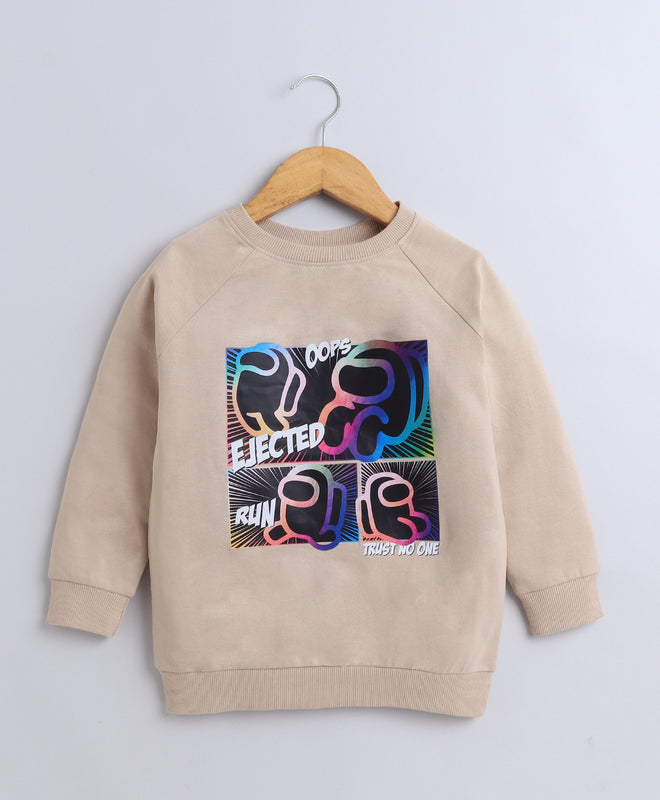 Boys French Terry Graphic Sweatshirt - Beige
