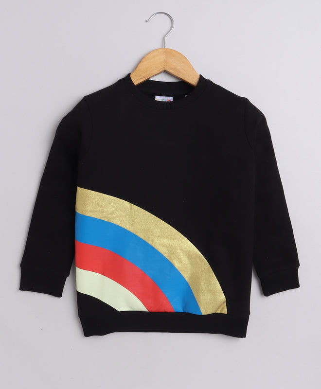 Girls French Terry Rainbow Sweatshirt - Black