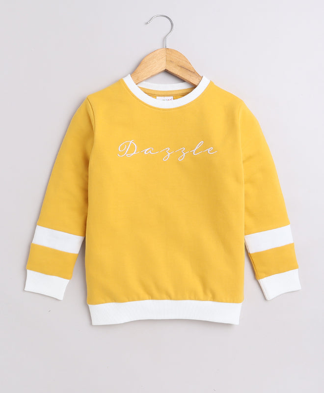 Girls French Terry Text Sweatshirt - Mustard