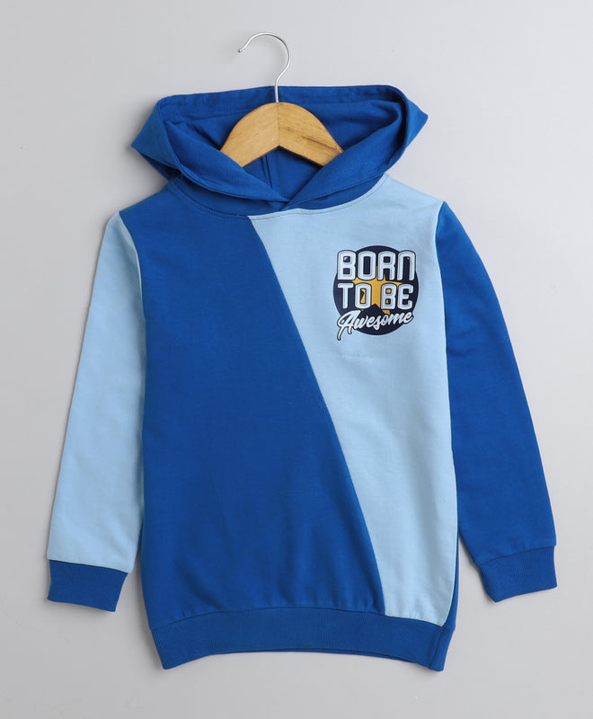 Boys Fleece Typography Hooded Sweatshirt - Royal Blue