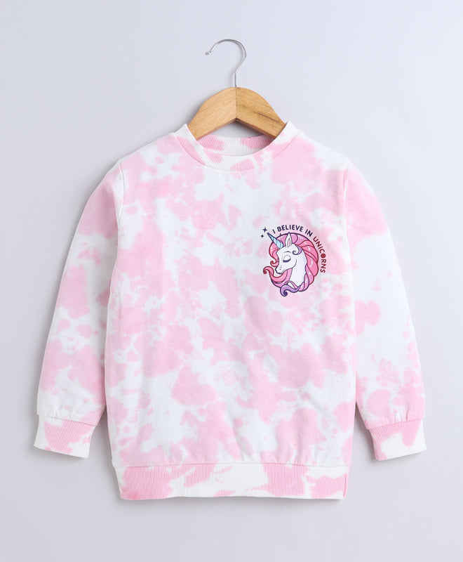 Girls French Terry Unicorn Hooded Sweatshirt - Pink