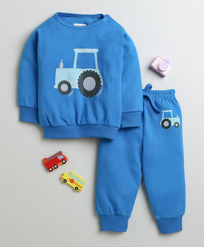 Boys 100% Cotton Truck Sweatshirt & Jogger Set - Royal Blue