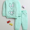 Girls 100% Cotton Bunny Sweatshirt & Jogger Set - Mint Green