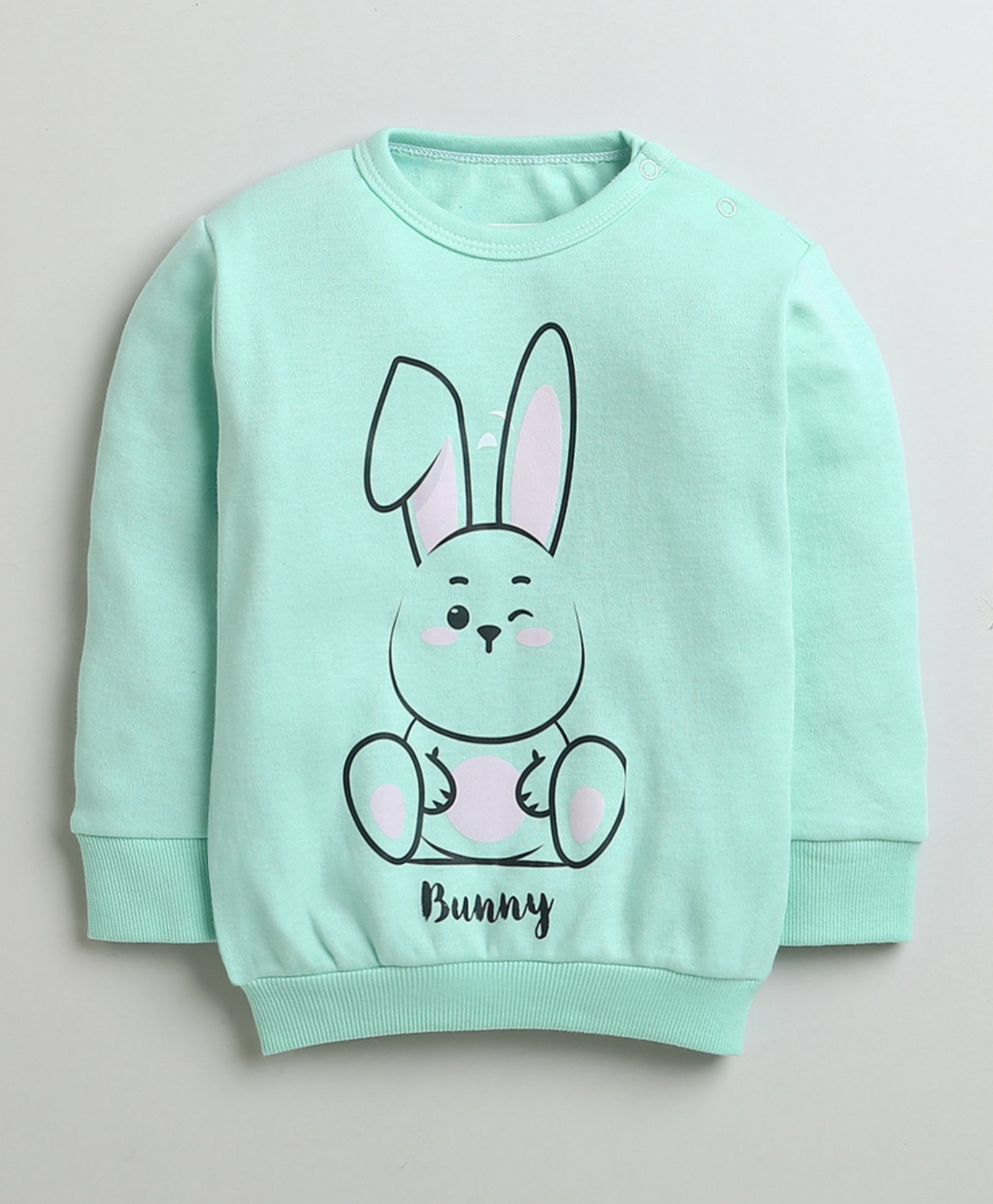 Girls 100% Cotton Bunny Sweatshirt & Jogger Set - Mint Green