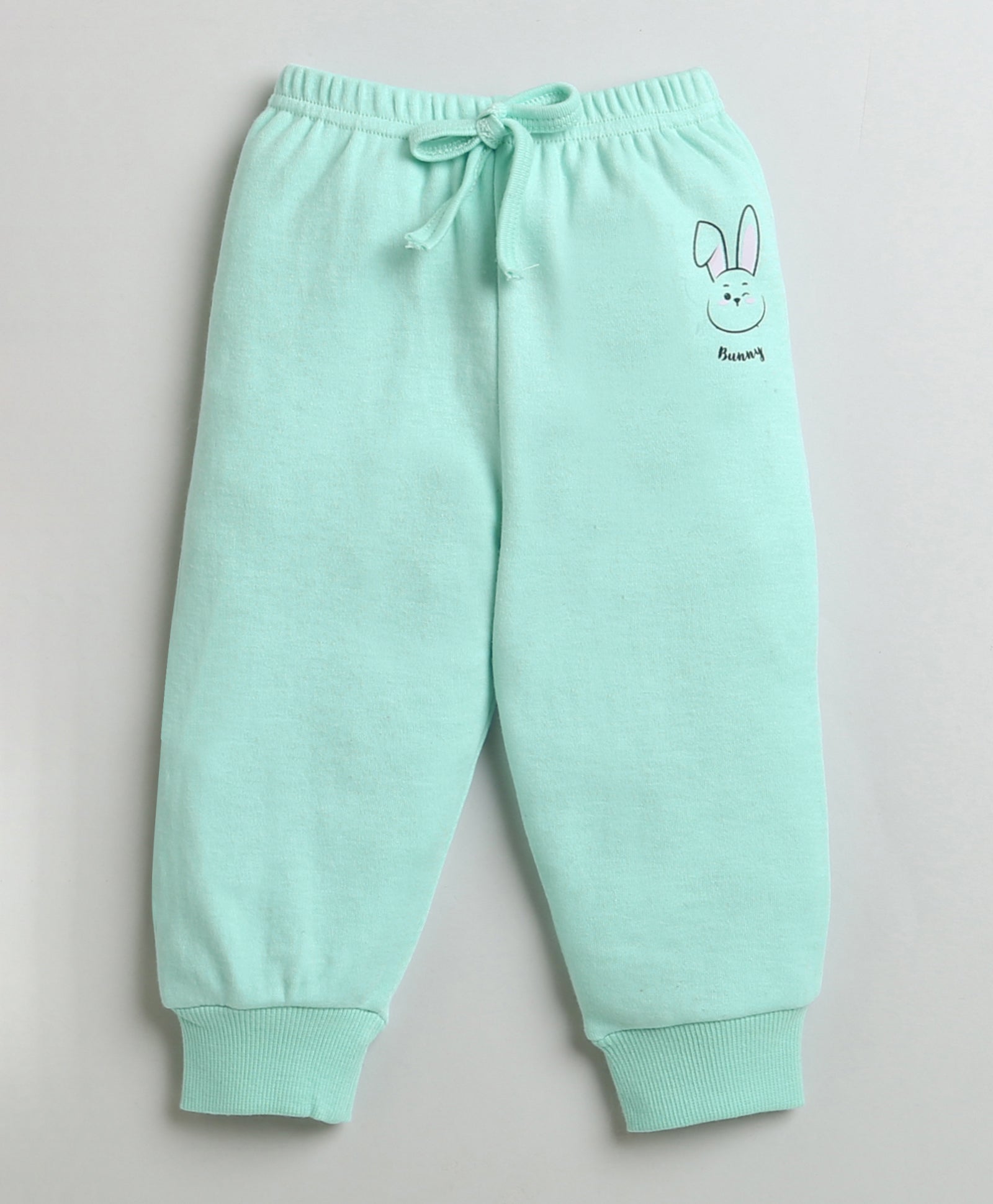 Girls 100% Cotton Bunny Sweatshirt & Jogger Set - Mint Green