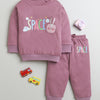 Girls 100% Cotton Space & Bunny Sweatshirt & Jogger Set - Mauve