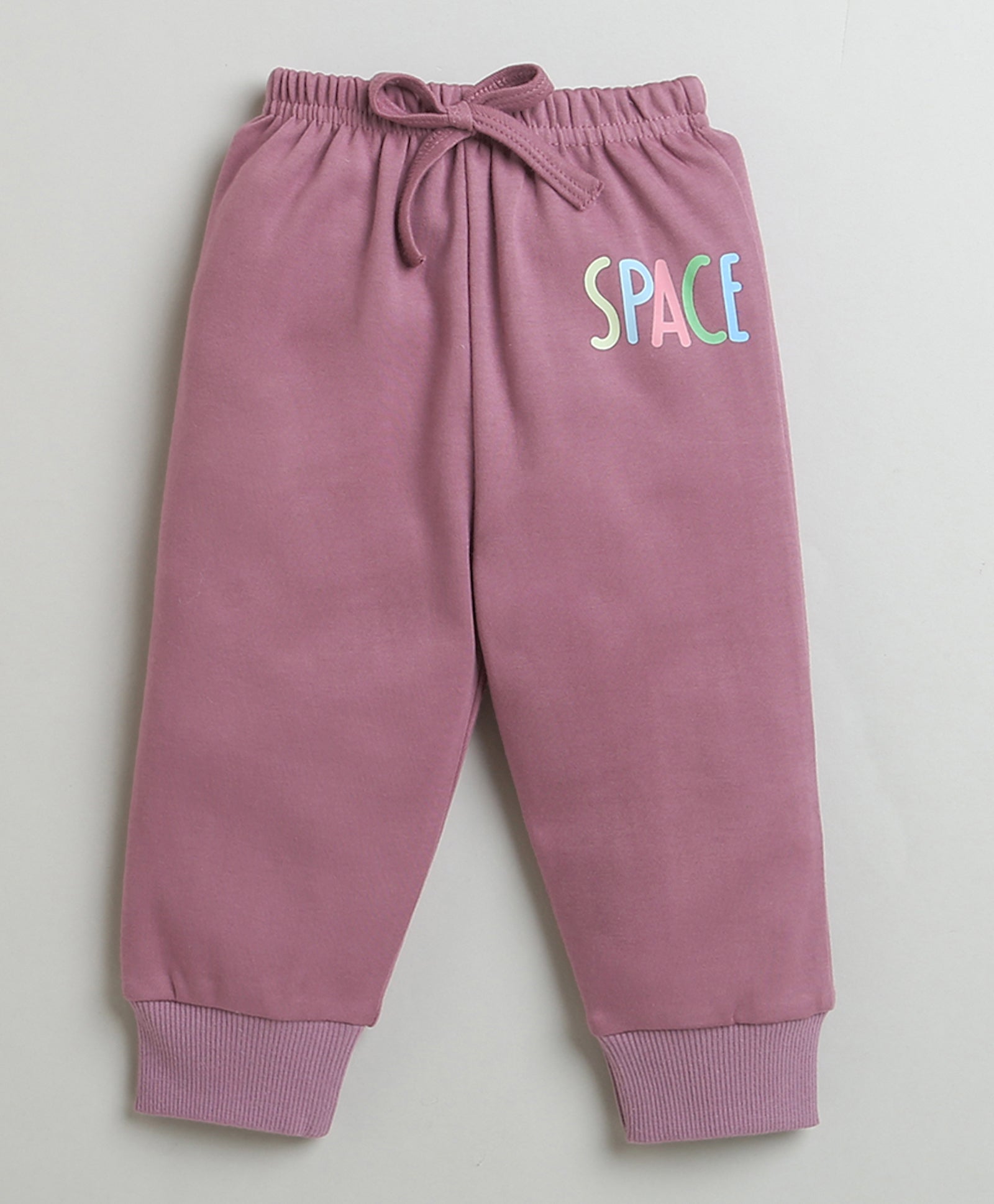 Girls 100% Cotton Space & Bunny Sweatshirt & Jogger Set - Mauve