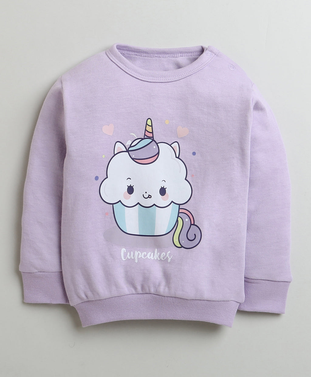 Bumzee Lavender Graphic Print Sweatshirt & Jogger Set, Full Sleeves, 100% Cotton