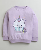 Bumzee Lavender Graphic Print Sweatshirt & Jogger Set, Full Sleeves, 100% Cotton