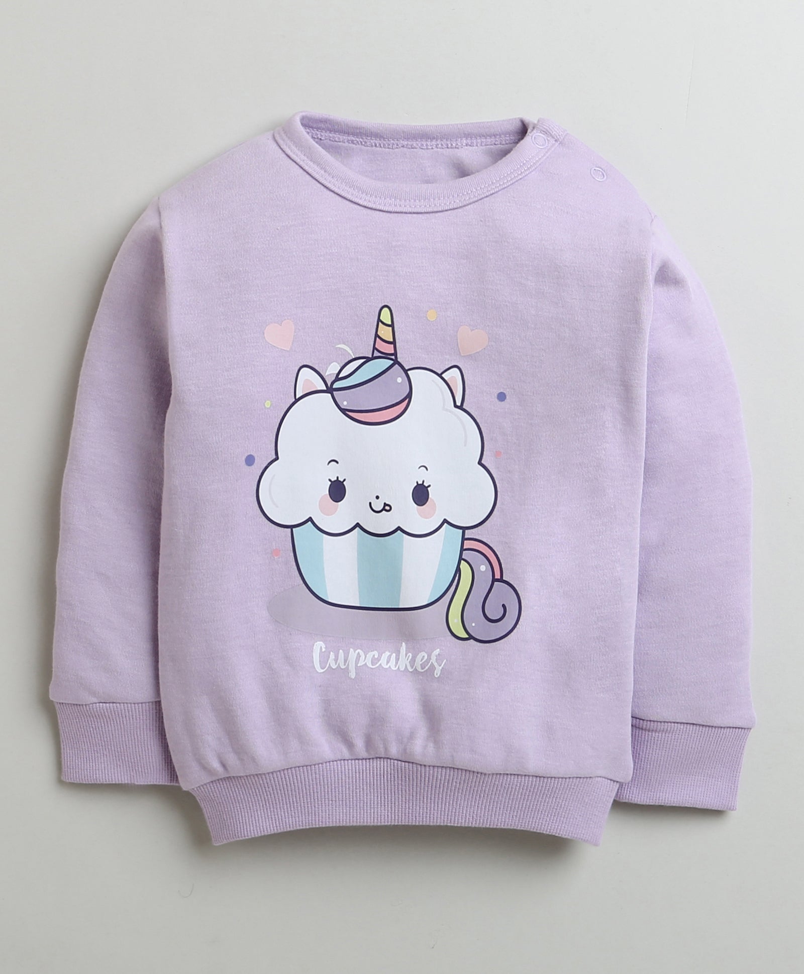 Girls 100% Cotton Cuppy Cake Sweatshirt & Jogger Set - Lavender