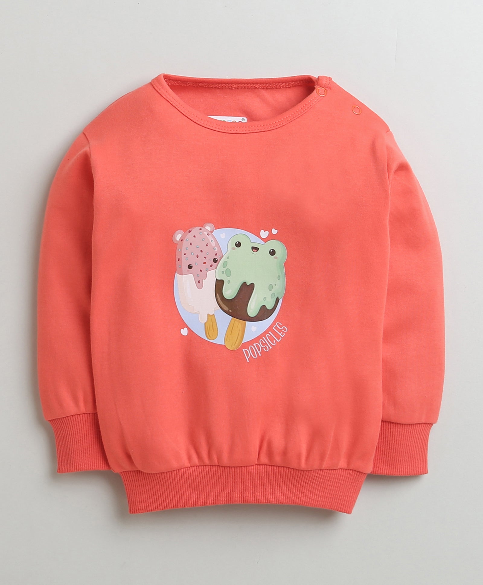 Girls 100% Cotton Popsicles Sweatshirt & Jogger Set - Coral