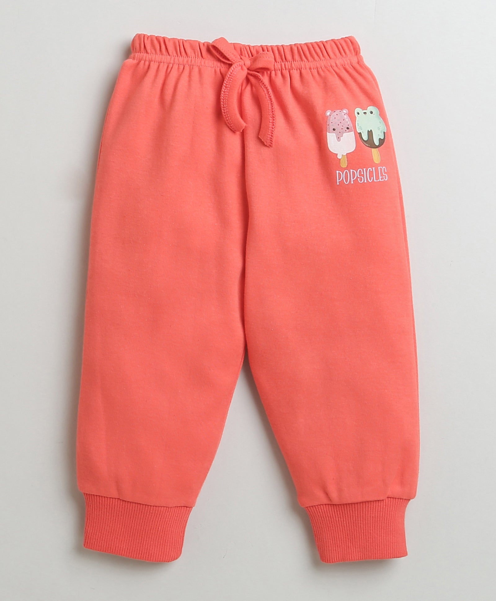 Girls 100% Cotton Popsicles Sweatshirt & Jogger Set - Coral