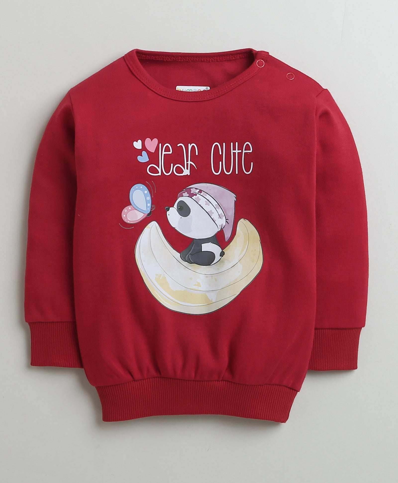 Girls 100% Cotton Panda Sweatshirt & Jogger Set - Maroon