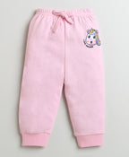 Bumzee Light Pink Animal Print Sweatshirt & Jogger Set, Full Sleeves, 100% Cotton