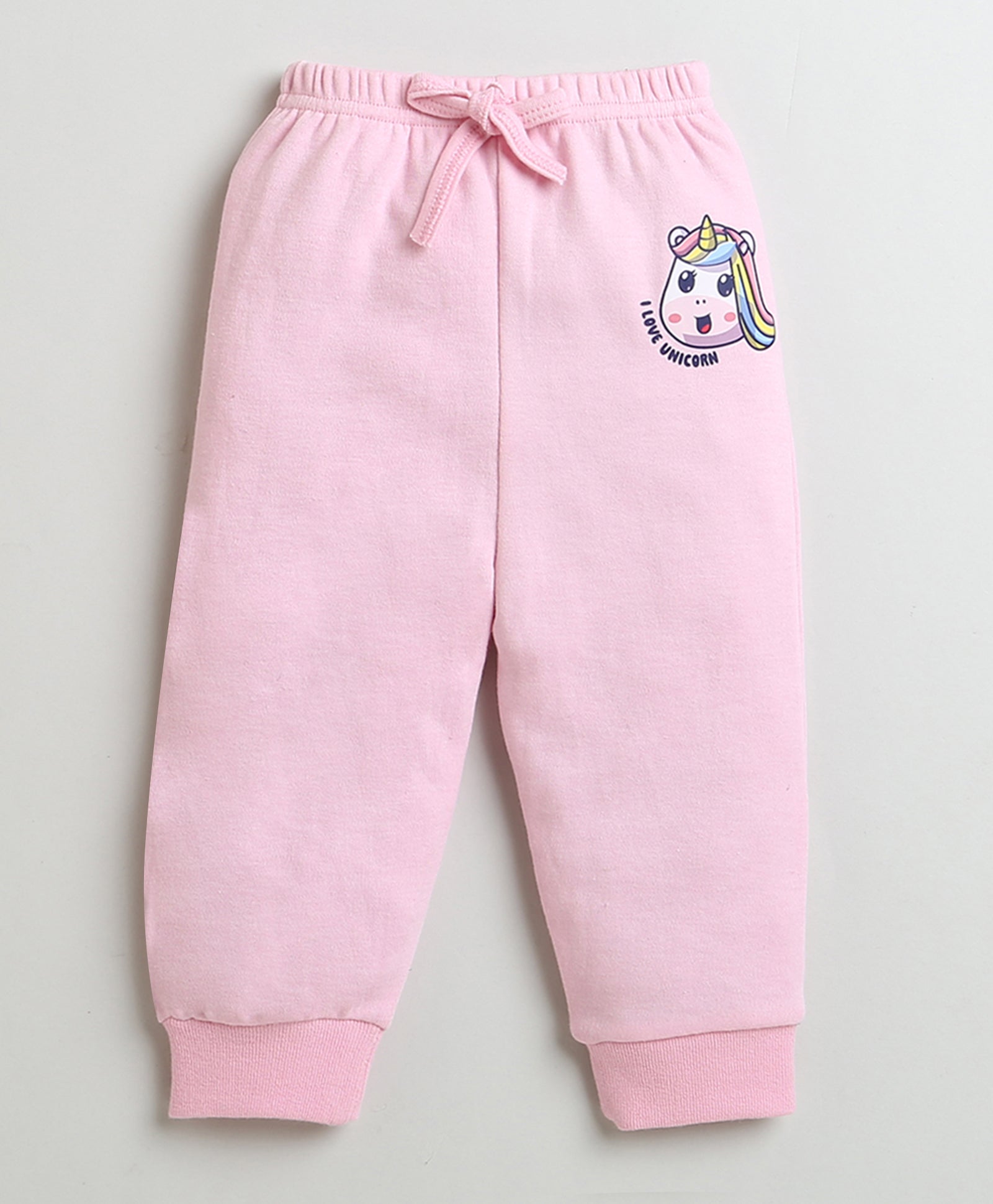 Girls 100% Cotton Unicorn Sweatshirt & Jogger Set - Light Pink