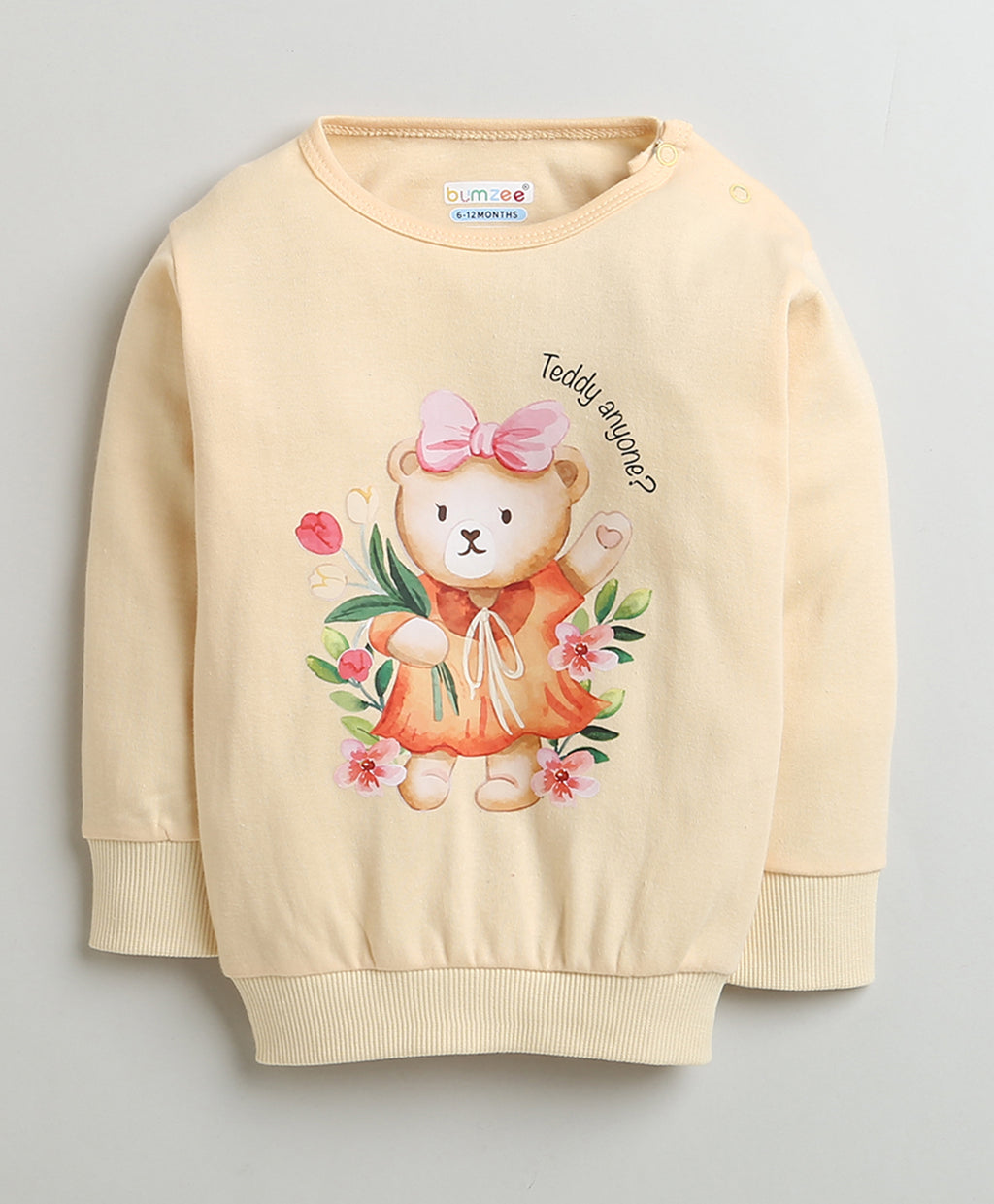 Bumzee Peach Animal Print Sweatshirt & Jogger Set, Full Sleeves, 100% Cotton