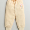 Girls 100% Cotton Teddy Bear Sweatshirt & Jogger Set - Peach