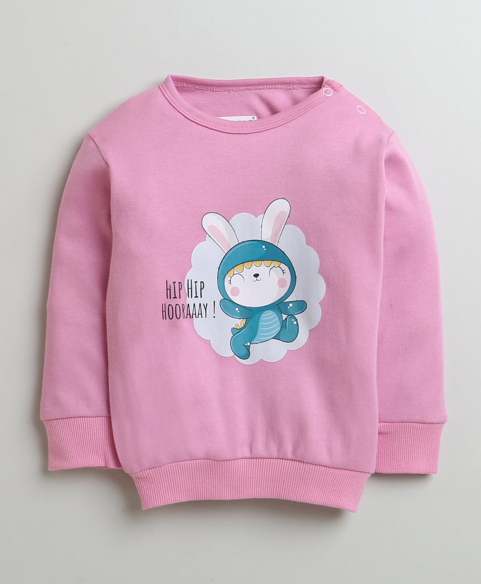 Girls 100% Cotton Bunny Sweatshirt & Jogger Set - Onion Pink