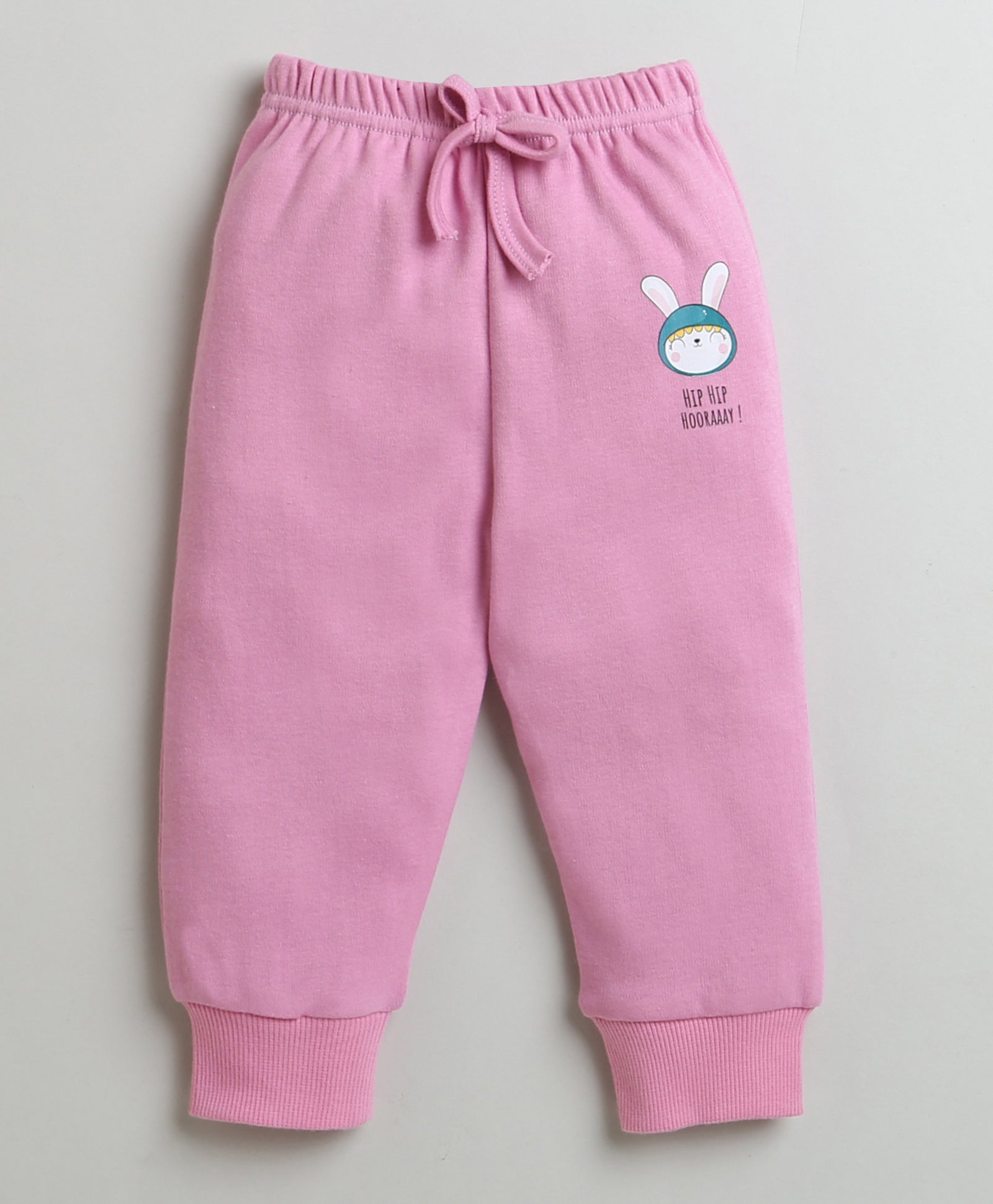 Girls 100% Cotton Bunny Sweatshirt & Jogger Set - Onion Pink