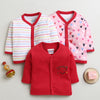 Red & Pink Girls Full Sleeves Cotton Jablas Pack Of 3