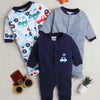 Boys 100% Cotton Vehicle Sleepsuit - Navy & White