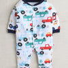 Boys 100% Cotton Vehicle Sleepsuit - Navy & White