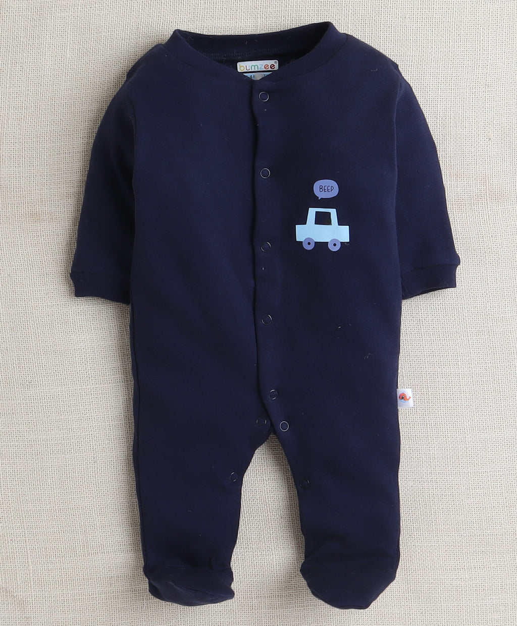 Bumzee Navy & White Graphic Print Sleepsuit, Pack of 3, Full Sleeves, 100% Cotton (Style Peb10044)