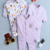 Girls 100% Cotton Rainbow & Bee Sleepsuit - Lavender & White