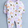 Girls 100% Cotton Rainbow & Bee Sleepsuit - Lavender & White