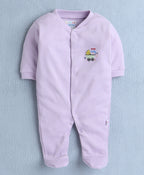 Bumzee Lavender & White Graphic Print Sleepsuit, Pack of 3, Full Sleeves (Style Peb10049)