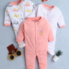 Girls 100% Cotton Elephant Sleepsuit - Peach & White