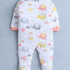 Girls 100% Cotton Elephant Sleepsuit - Peach & White