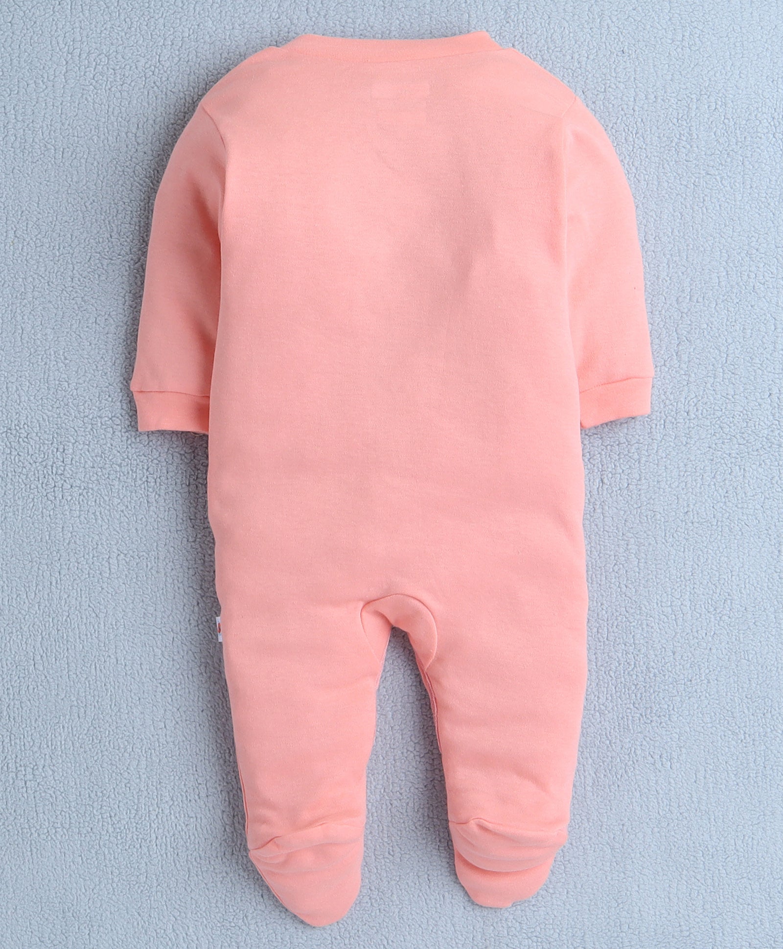 Girls 100% Cotton Elephant Sleepsuit - Peach & White