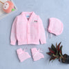 Girls Acrylic Blend Solid Sweater with Cap & Socks - Pink