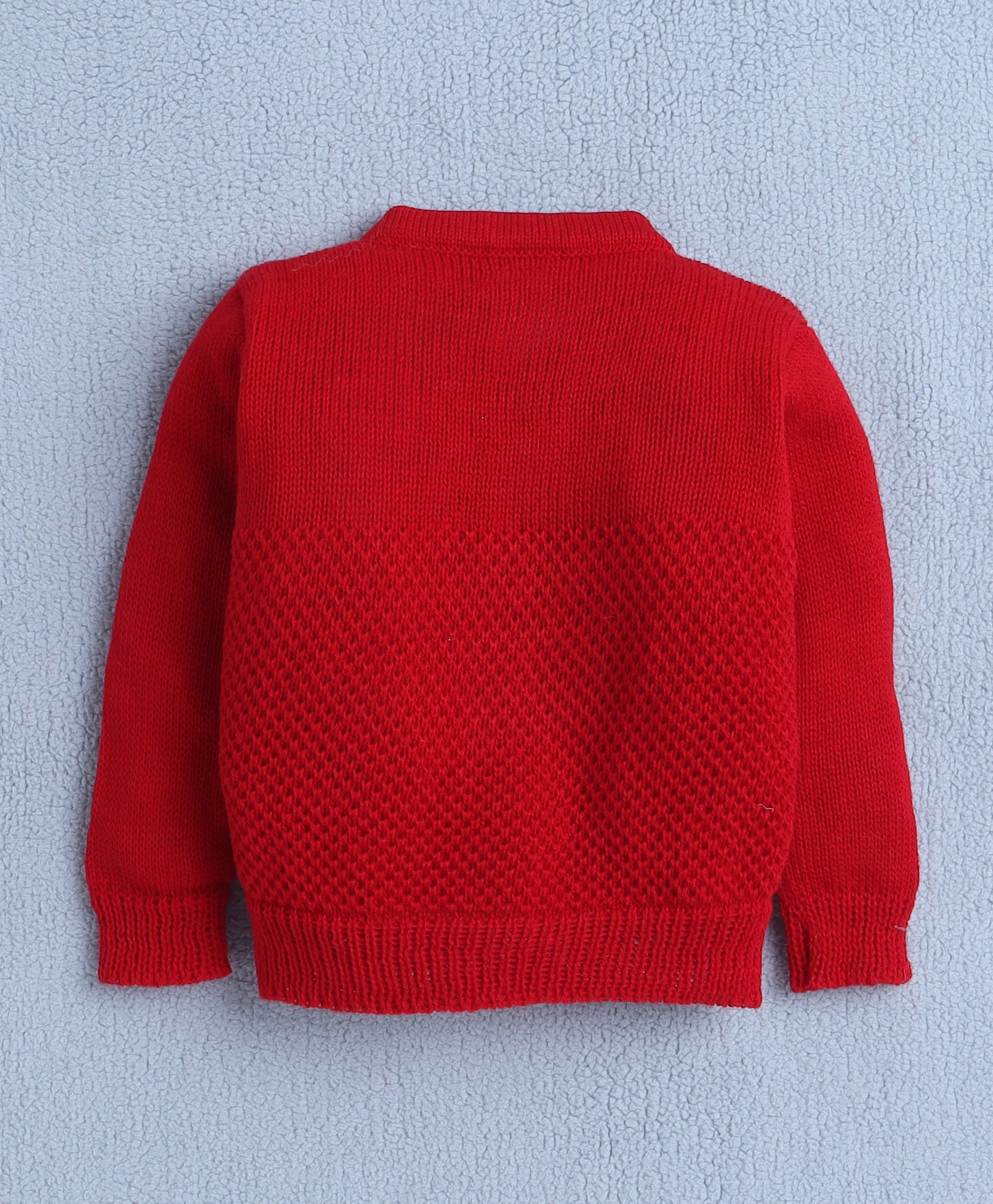 Boys Acrylic Blend Solid Sweater with Cap & Socks - Red