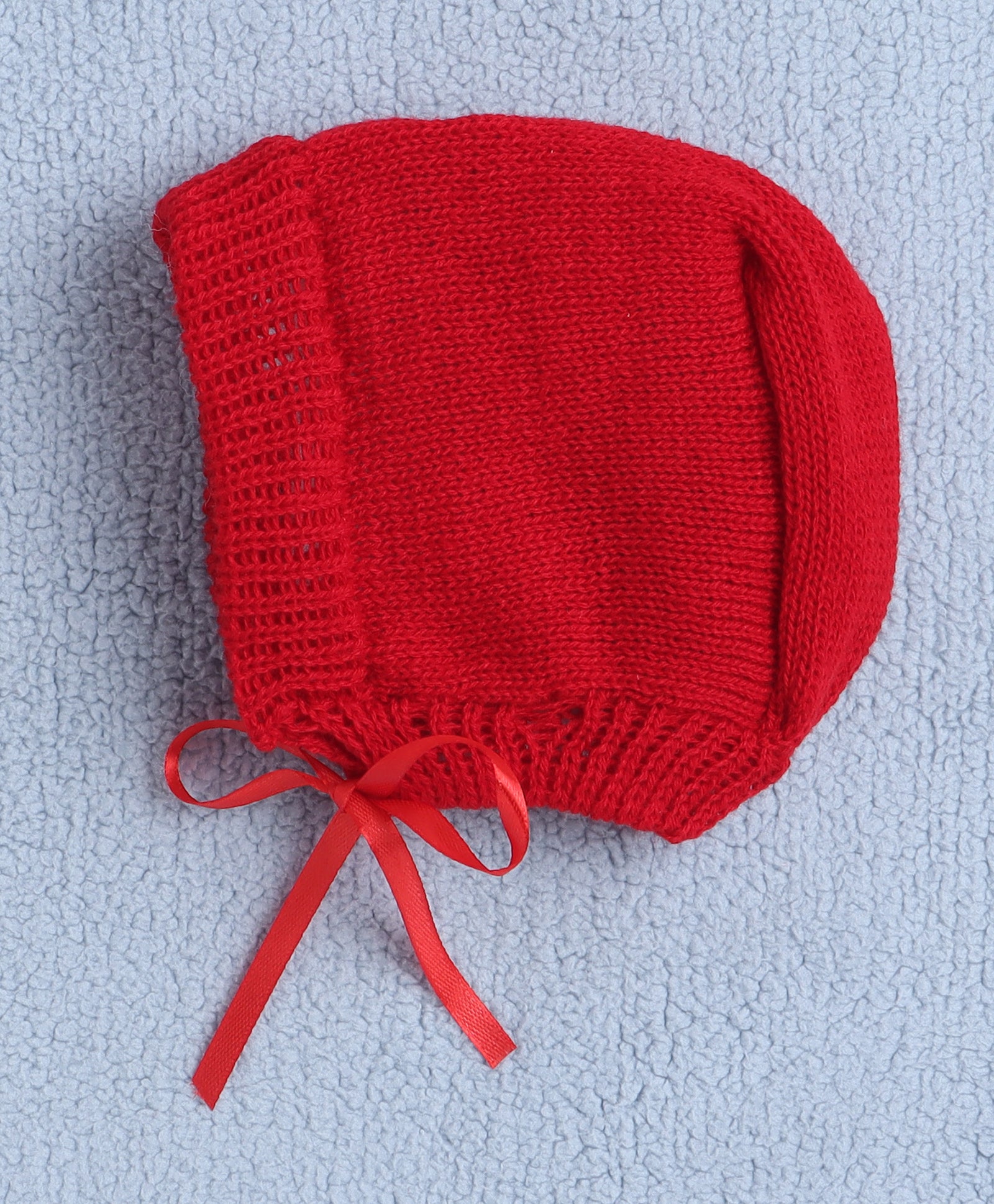 Boys Acrylic Blend Solid Sweater with Cap & Socks - Red