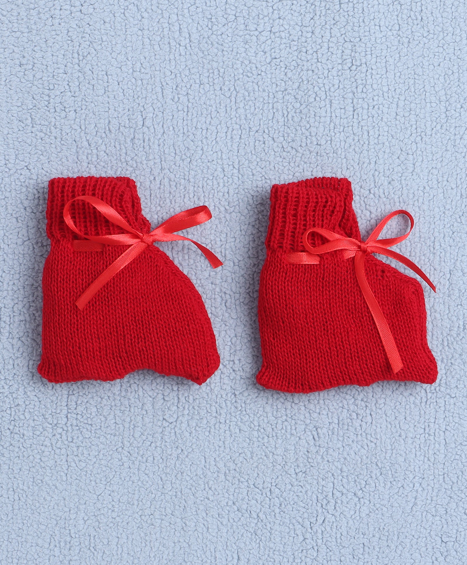 Boys Acrylic Blend Solid Sweater with Cap & Socks - Red