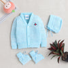 Boys Acrylic Blend Solid Sweater with Cap & Socks - Aqua