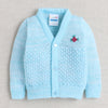 Boys Acrylic Blend Solid Sweater with Cap & Socks - Aqua