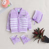 Girls Acrylic Blend Solid Sweater with Cap & Socks - Lavender