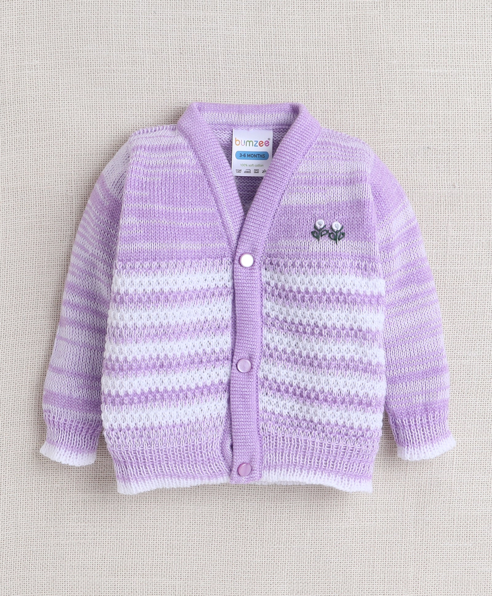 Girls Acrylic Blend Solid Sweater with Cap & Socks - Lavender