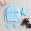 Boys Acrylic Blend Solid Sweater with Cap & Socks - Aqua