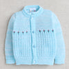 Boys Acrylic Blend Solid Sweater with Cap & Socks - Aqua