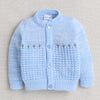 Boys Acrylic Blend Solid Sweater with Cap & Socks - Blue