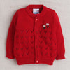 Boys Acrylic Blend Solid Sweater with Cap & Socks - Red