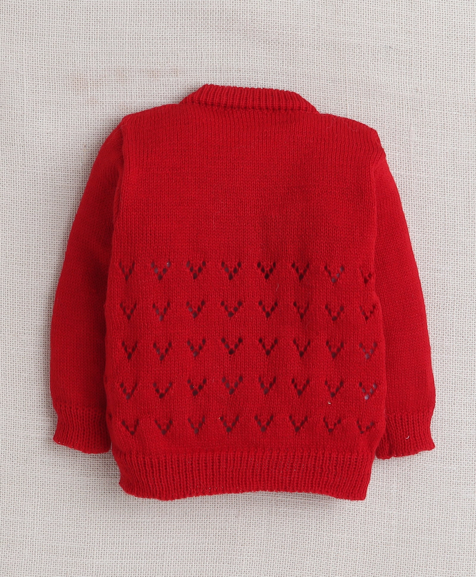 Boys Acrylic Blend Solid Sweater with Cap & Socks - Red
