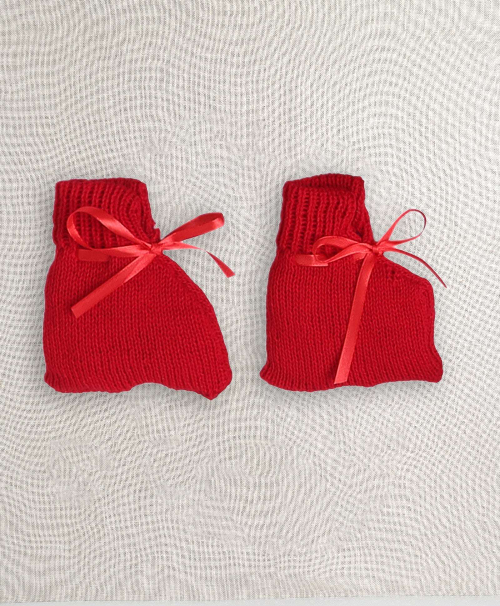 Boys Acrylic Blend Solid Sweater with Cap & Socks - Red