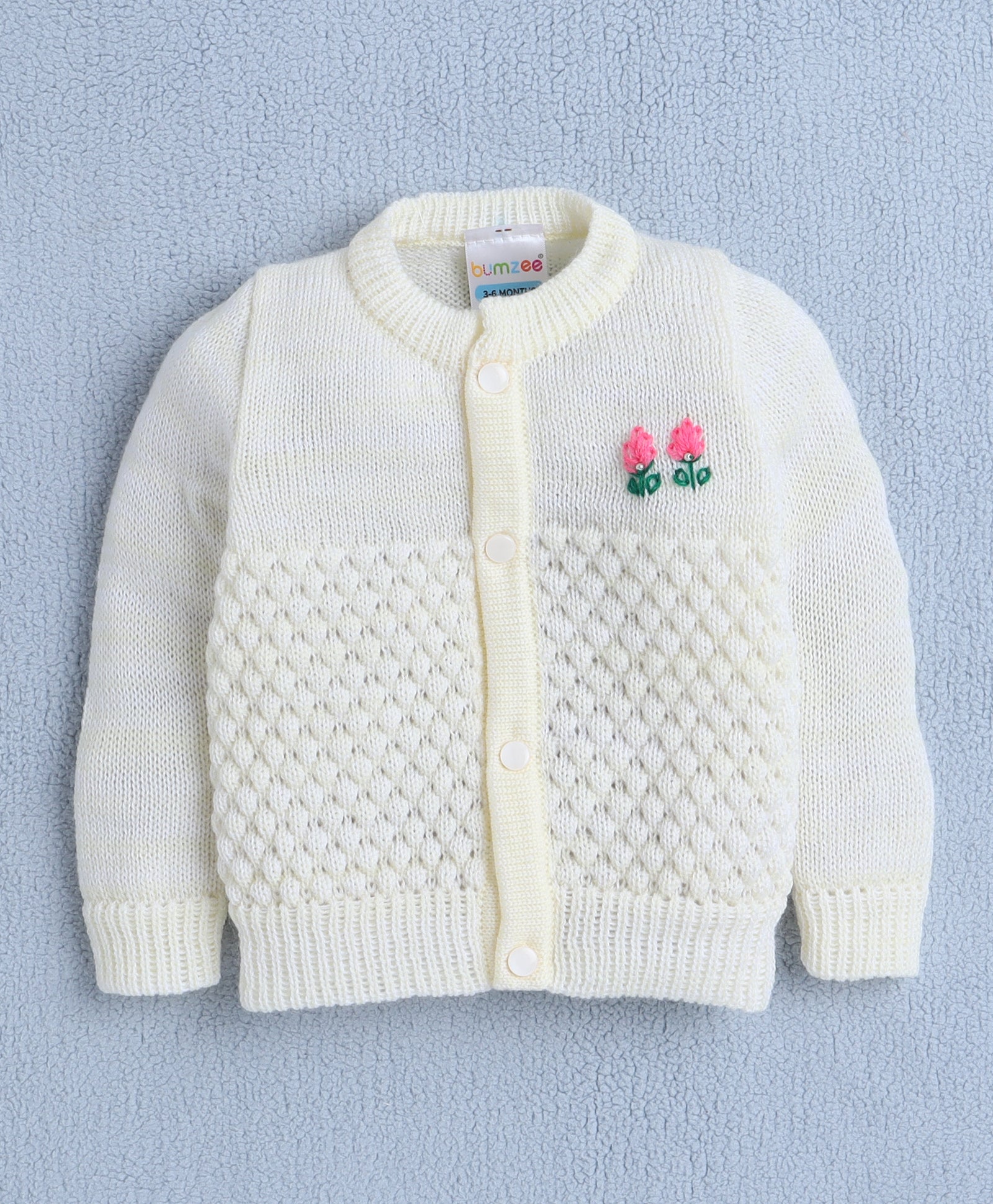 Girls Acrylic Blend Solid Sweater with Cap & Socks - Lemon