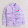 Girls Acrylic Blend Solid Sweater with Cap & Socks - Lavender