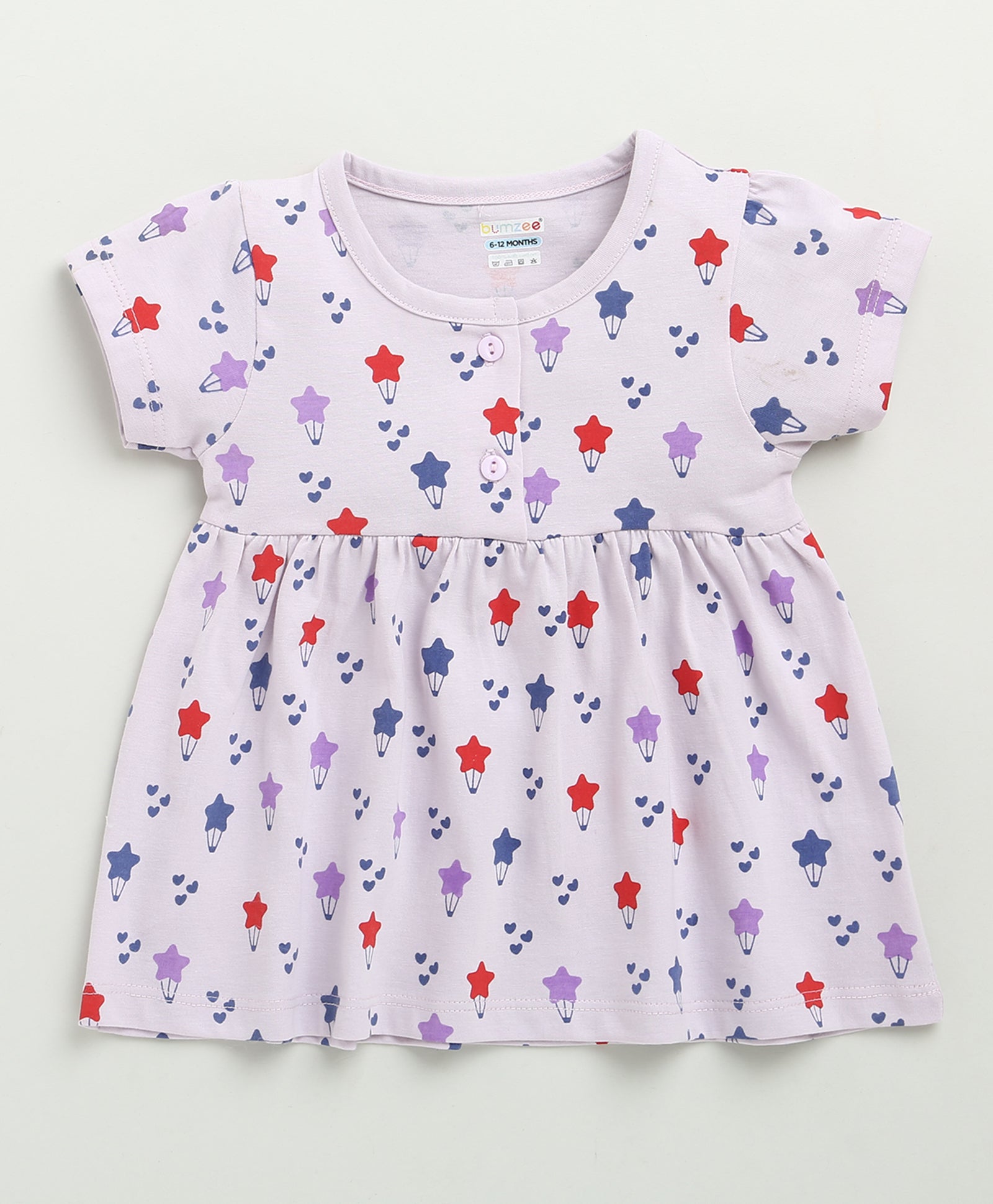 Lilac Girls Cap Sleeves Cotton Knee Length Frock